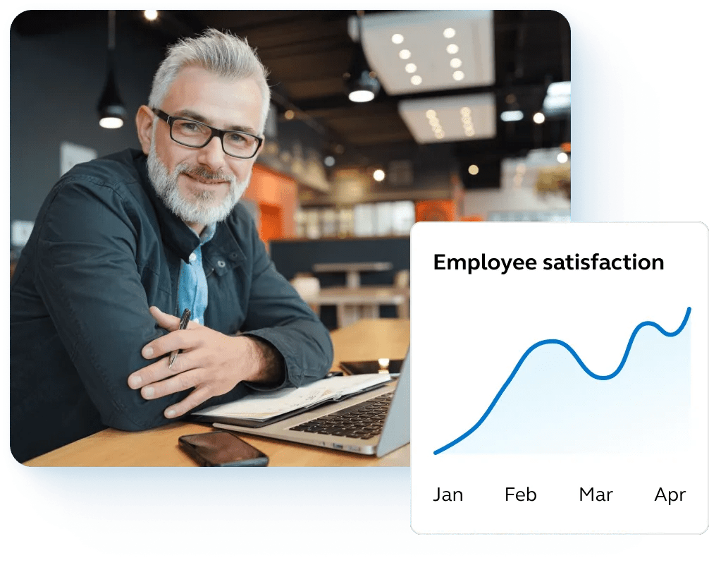 Sample line graph of rising employee satisfaction.