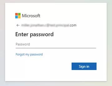 Microsoft login password entry screen