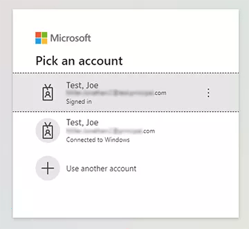 Microsoft login screen
