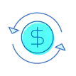 A dollar sign icon encircled by two arrows